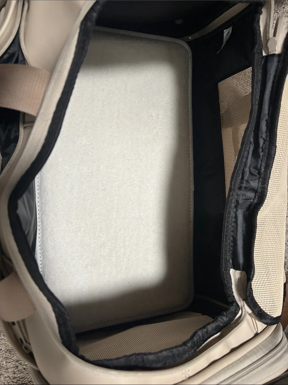 Cream Travel Pet Carrier Tote with Mesh Vent